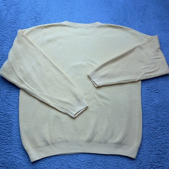 Eddie Bauer Ribbed Sweater Mens XL Yellow Knit Cotton Vintage 90s Made in USA - Picture 2 of 5